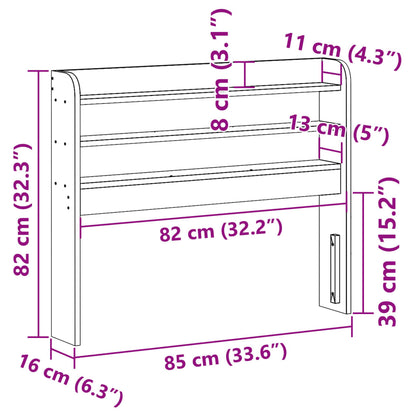Headboard with Shelves 75 cm Solid Wood Pine