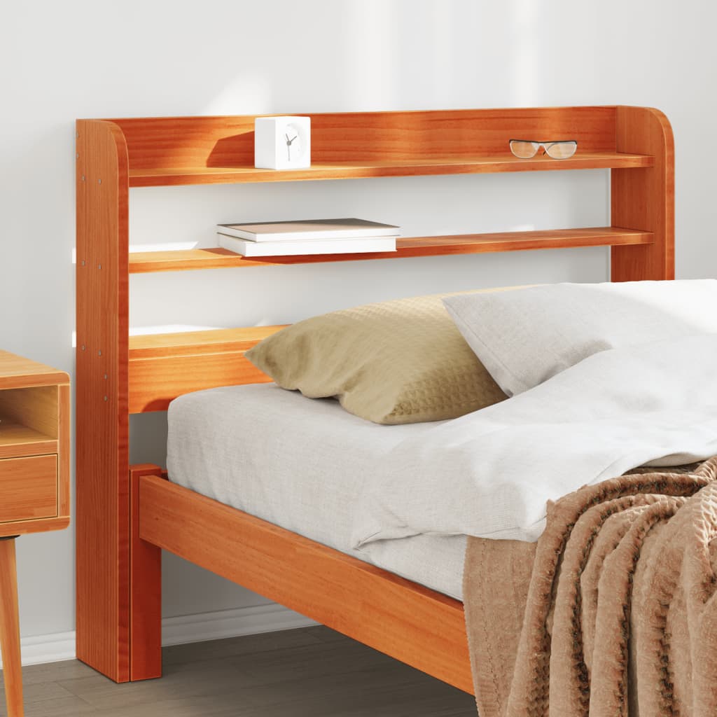 Headboard with Shelves Wax Brown 75 cm Solid Wood Pine