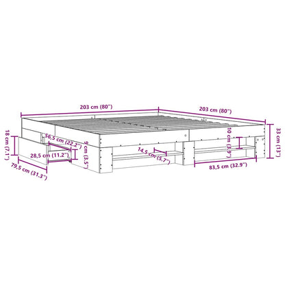 Bed Frame without Mattress White 200x200 cm Engineered Wood