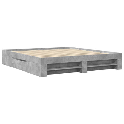 Bed Frame without Mattress Concrete Grey 200x200cm Engineered Wood