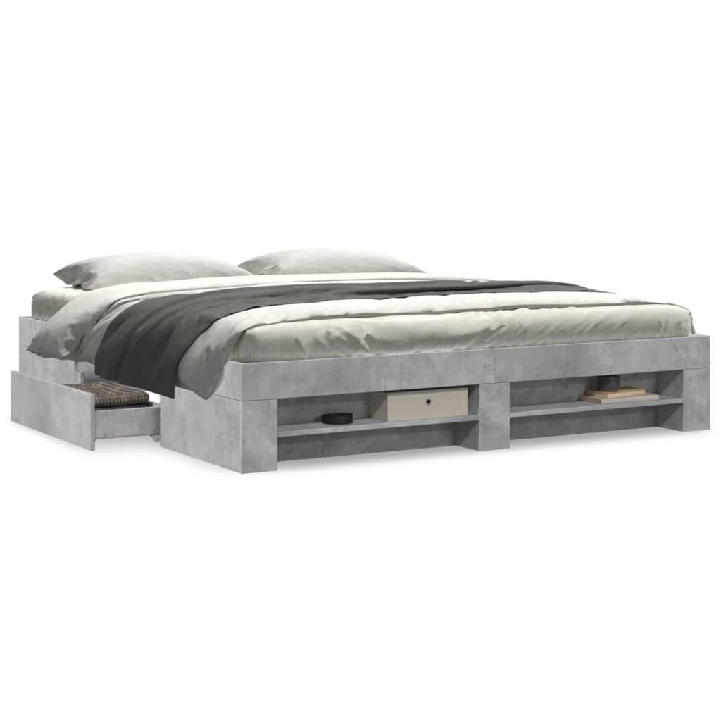 Bed Frame without Mattress Concrete Grey 200x200cm Engineered Wood