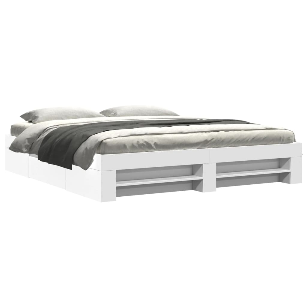 Bed Frame without Mattress White 180x200 cm Super King Engineered Wood
