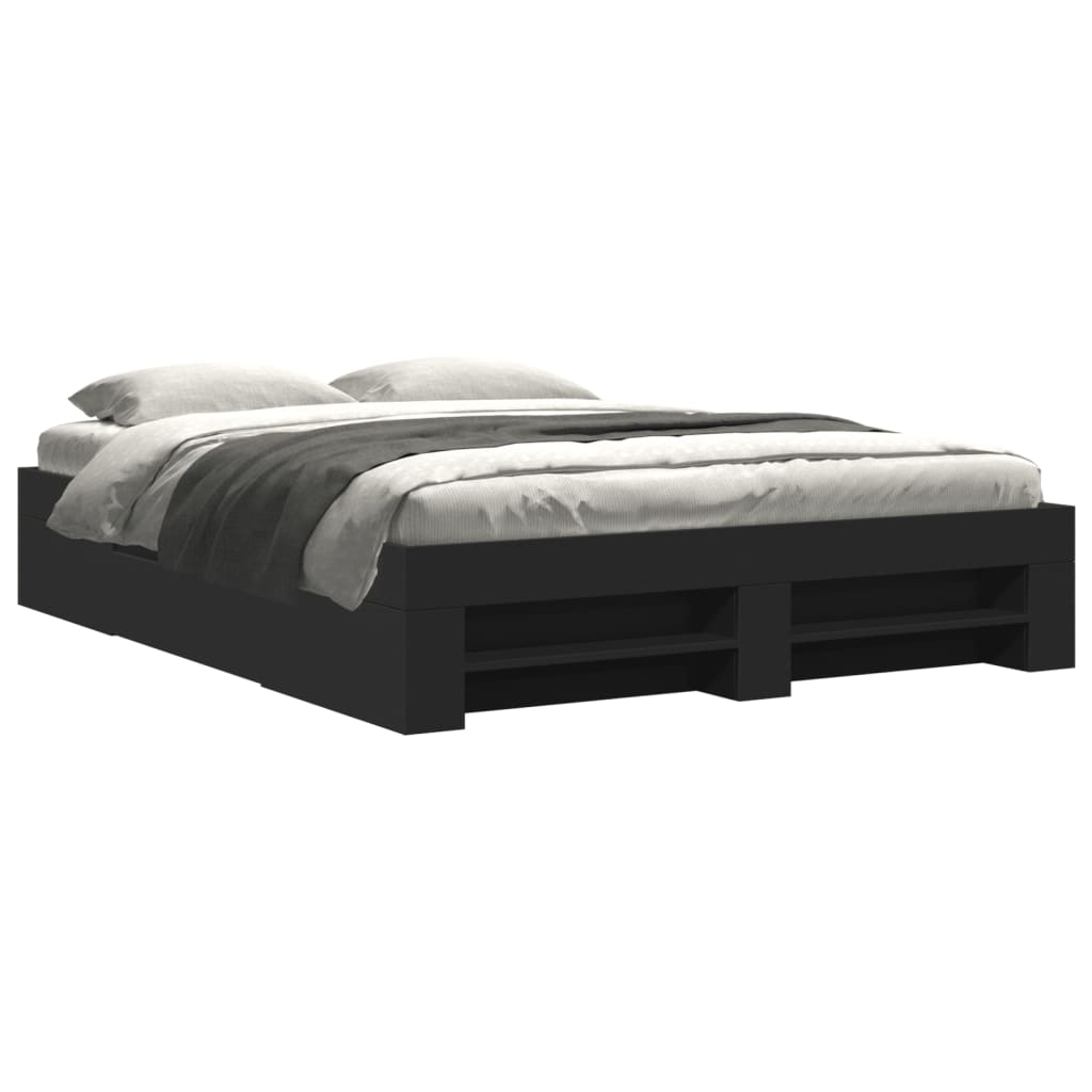 Bed Frame without Mattress Black 150x200 cm King Size Engineered Wood