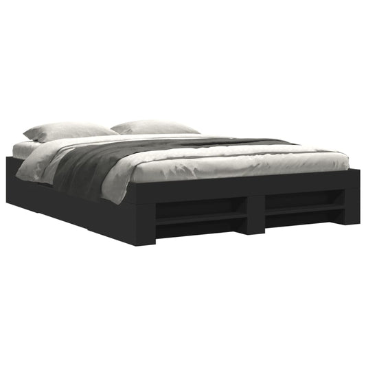 Bed Frame without Mattress Black 150x200 cm King Size Engineered Wood