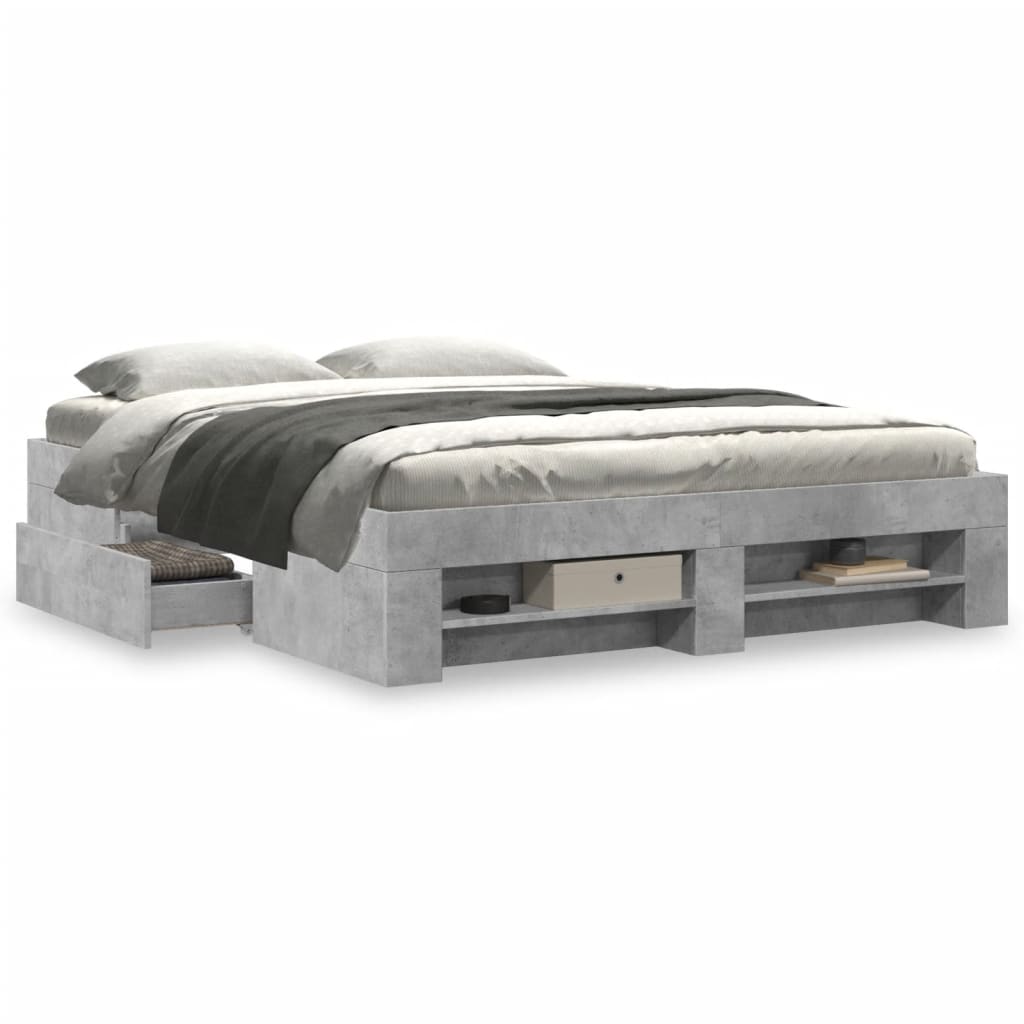 Bed Frame without Mattress Concrete Grey 150x200cm Engineered Wood