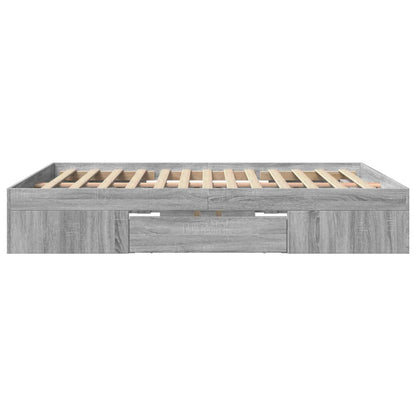 Bed Frame without Mattress Grey Sonoma 150x200 cm King Size Engineered Wood