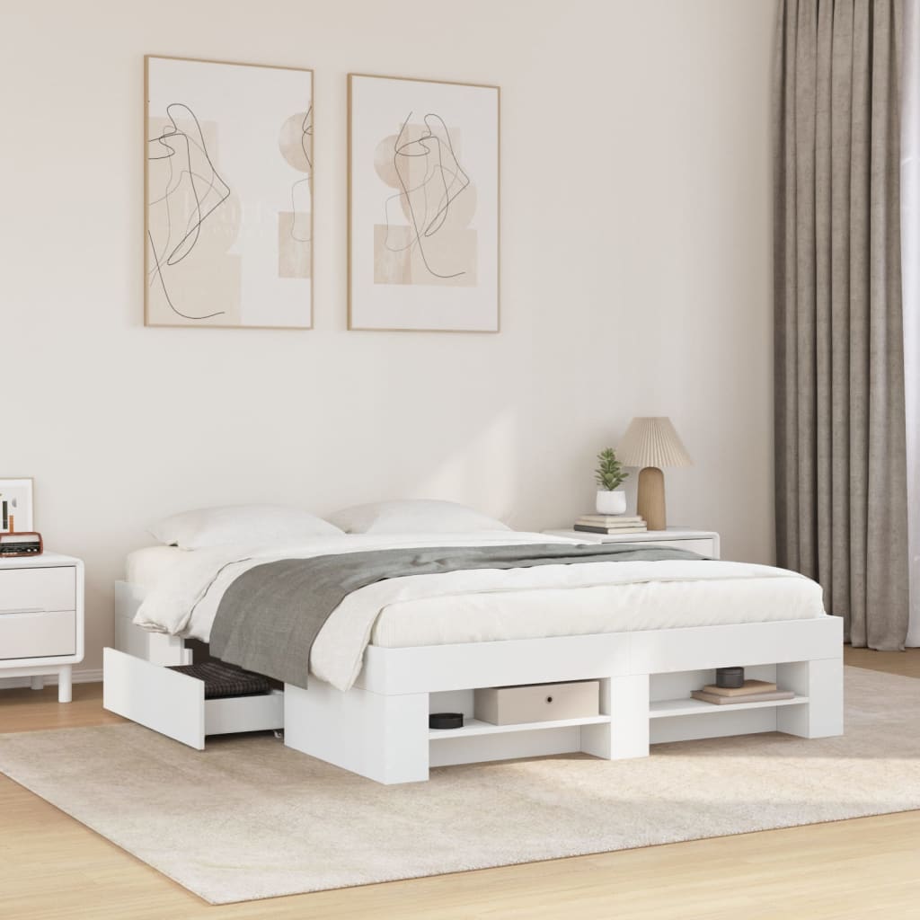 Bed Frame without Mattress White 140x200 cm Engineered Wood