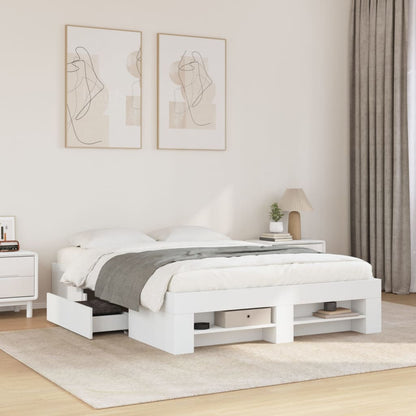 Bed Frame without Mattress White 140x200 cm Engineered Wood