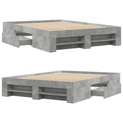 Bed Frame without Mattress Concrete Grey 140x200cm Engineered Wood