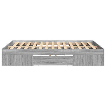 Bed Frame without Mattress Grey Sonoma 140x200 cm Engineered Wood