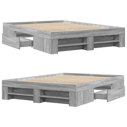 Bed Frame without Mattress Grey Sonoma 140x200 cm Engineered Wood