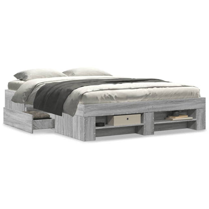 Bed Frame without Mattress Grey Sonoma 120x200 cm Engineered Wood