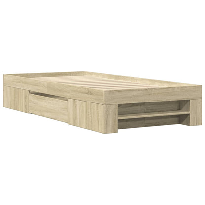 Bed Frame without Mattress Sonoma Oak 100x200 cm Engineered Wood