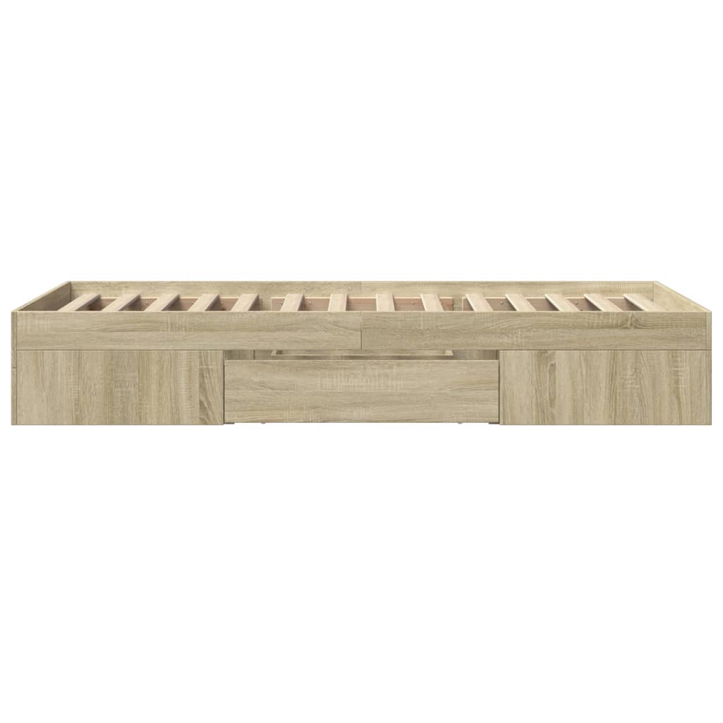 Bed Frame without Mattress Sonoma Oak 100x200 cm Engineered Wood
