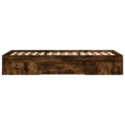 Bed Frame without Mattress Smoked Oak 100x200 cm Engineered Wood