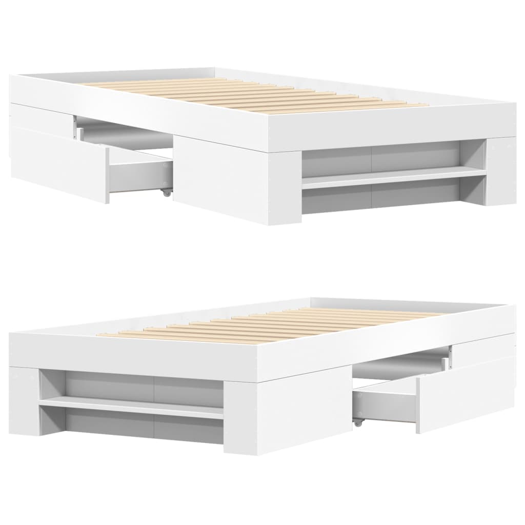 Bed Frame without Mattress White 90x200 cm Engineered Wood