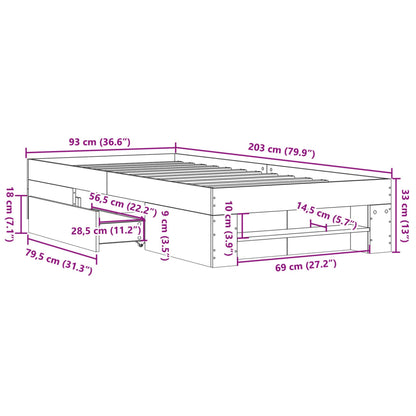 Bed Frame without Mattress White 90x200 cm Engineered Wood