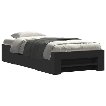 Bed Frame without Mattress Black 90x200 cm Engineered Wood