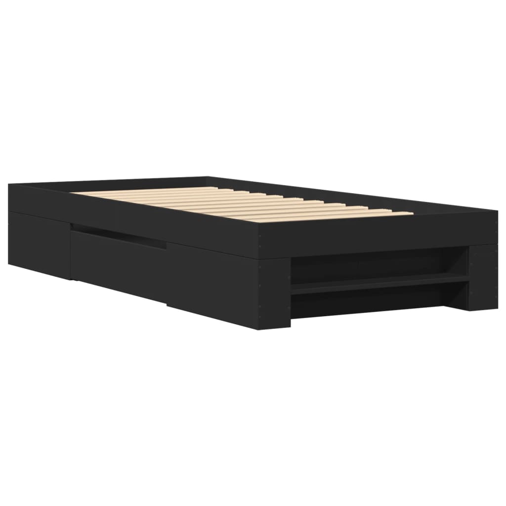 Bed Frame without Mattress Black 90x200 cm Engineered Wood