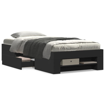 Bed Frame without Mattress Black 90x200 cm Engineered Wood