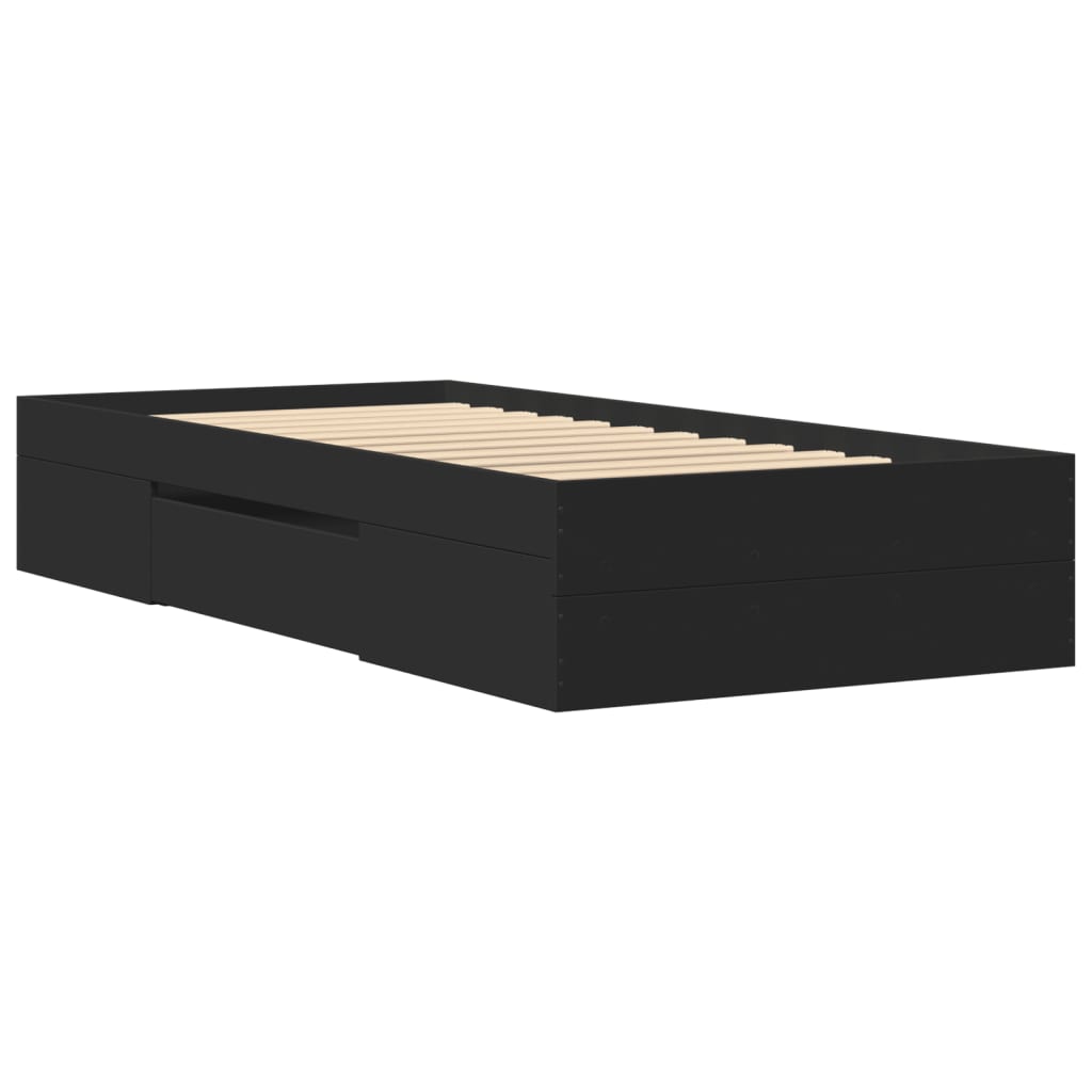 Bed Frame without Mattress Black 90x200 cm Engineered Wood