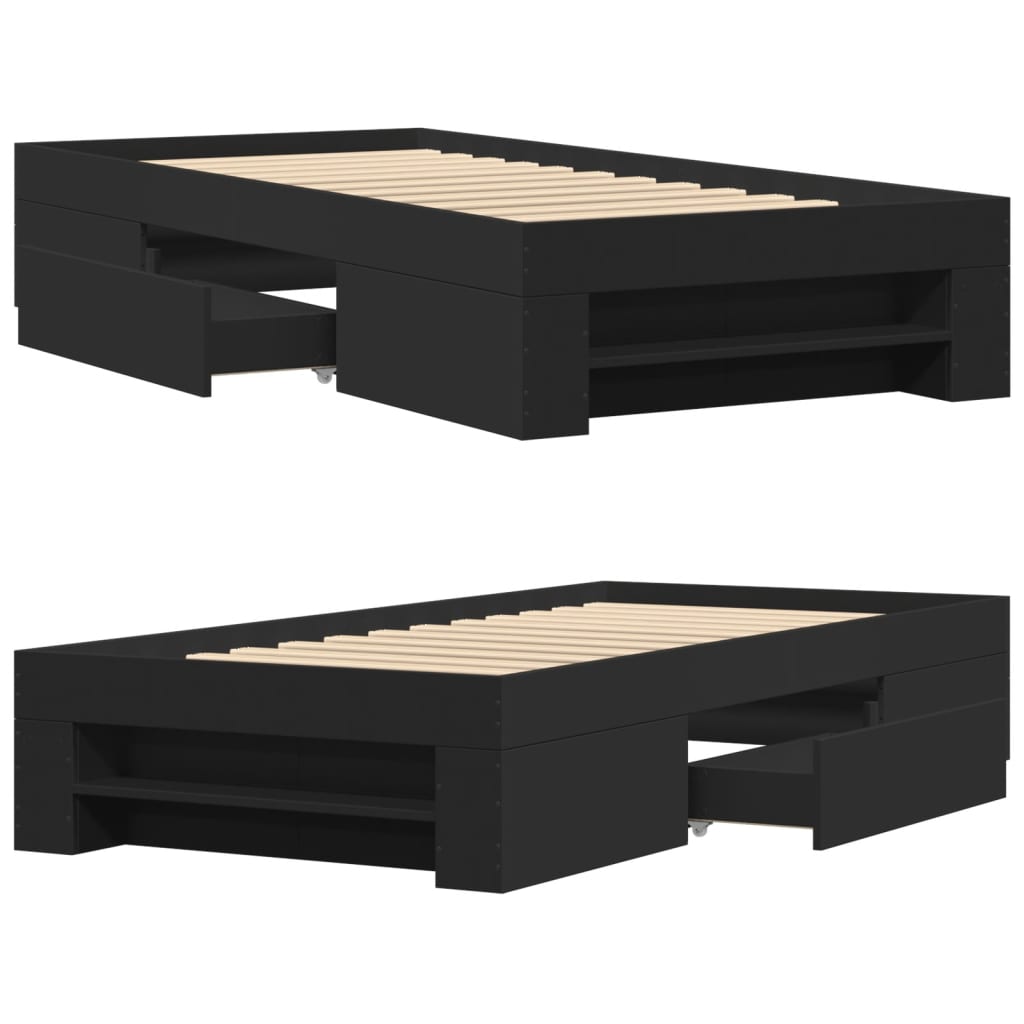 Bed Frame without Mattress Black 90x200 cm Engineered Wood