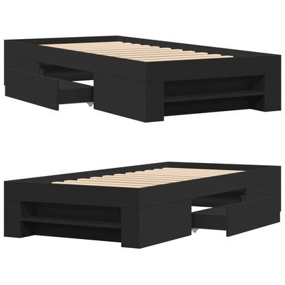 Bed Frame without Mattress Black 90x200 cm Engineered Wood
