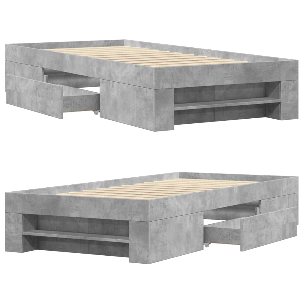 Bed Frame without Mattress Concrete Grey 90x200cm Engineered Wood