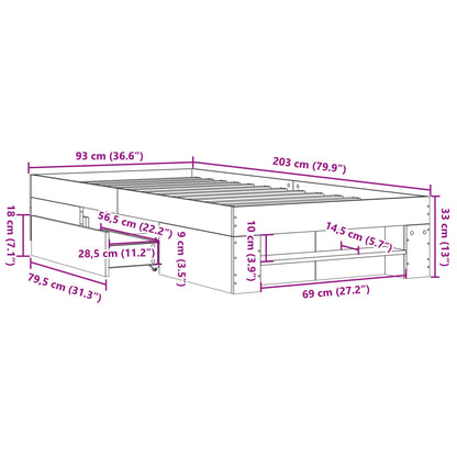 Bed Frame without Mattress Concrete Grey 90x200cm Engineered Wood