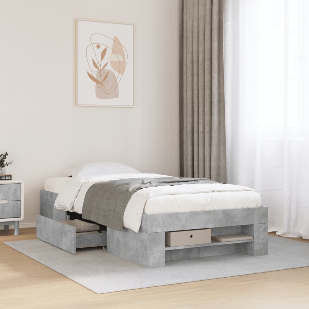 Bed Frame without Mattress Concrete Grey 90x200cm Engineered Wood