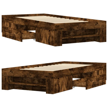 Bed Frame without Mattress Smoked Oak 90x200 cm Engineered Wood