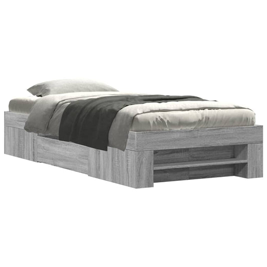 Bed Frame without Mattress Grey Sonoma 90x200 cm Engineered Wood