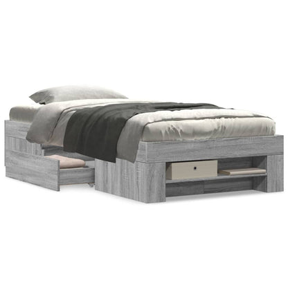 Bed Frame without Mattress Grey Sonoma 90x200 cm Engineered Wood