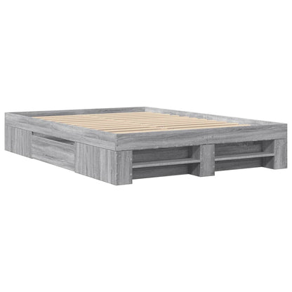 Bed Frame without Mattress Grey Sonoma 140x190 cm Engineered Wood