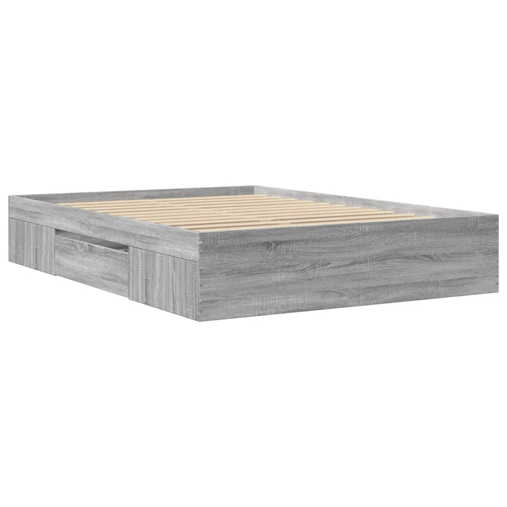 Bed Frame without Mattress Grey Sonoma 140x190 cm Engineered Wood