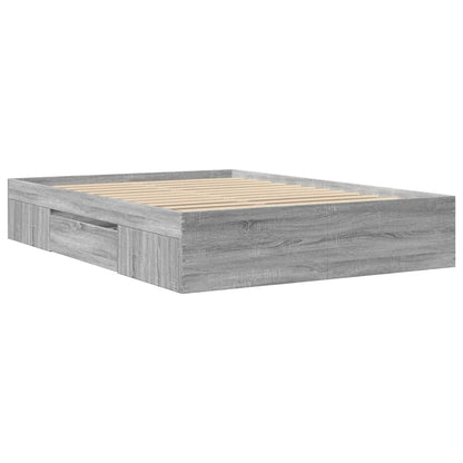 Bed Frame without Mattress Grey Sonoma 140x190 cm Engineered Wood