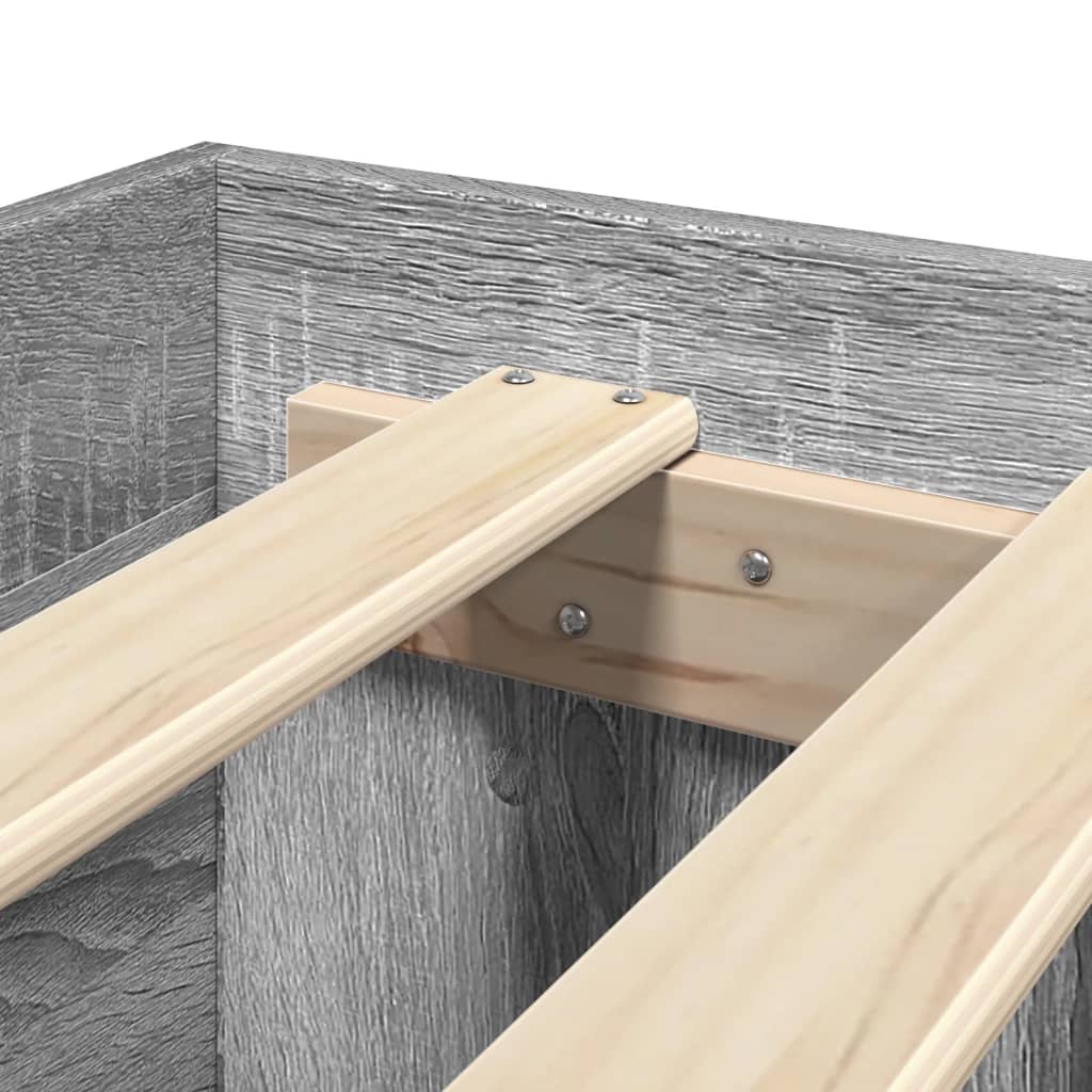 Bed Frame without Mattress Grey Sonoma 140x190 cm Engineered Wood
