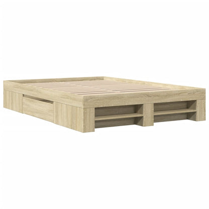 Bed Frame without Mattress Sonoma Oak 135x190 cm Double Engineered Wood