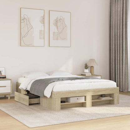 Bed Frame without Mattress Sonoma Oak 135x190 cm Double Engineered Wood