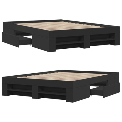 Bed Frame without Mattress Black 120x190 cm Small Double Engineered Wood