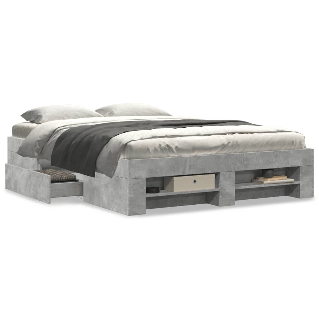 Bed Frame without Mattress Concrete Grey 120x190cm Engineered Wood