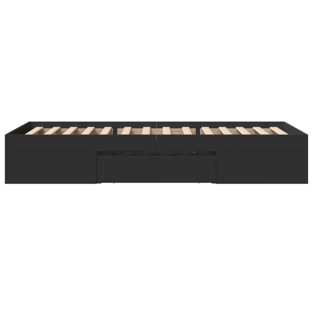 Bed Frame without Mattress Black 90x190 cm Single Engineered Wood