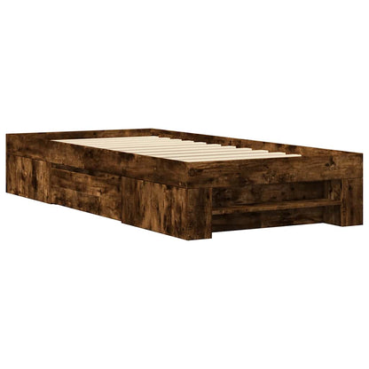 Bed Frame without Mattress Smoked Oak 90x190 cm Single Engineered Wood
