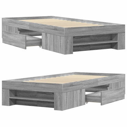 Bed Frame without Mattress Grey Sonoma 90x190 cm Single Engineered Wood