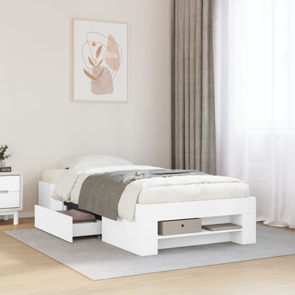 Bed Frame without Mattress White 75x190 cm Small Single Engineered Wood