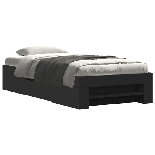 Bed Frame without Mattress Black 75x190 cm Small Single Engineered Wood