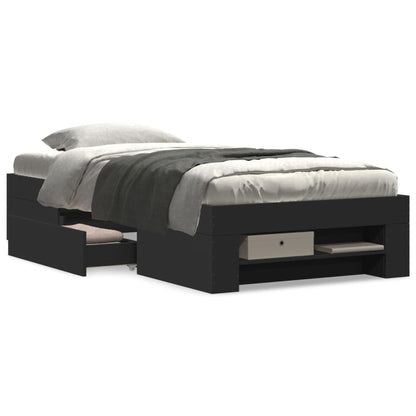 Bed Frame without Mattress Black 75x190 cm Small Single Engineered Wood