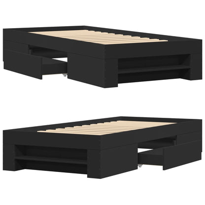 Bed Frame without Mattress Black 75x190 cm Small Single Engineered Wood