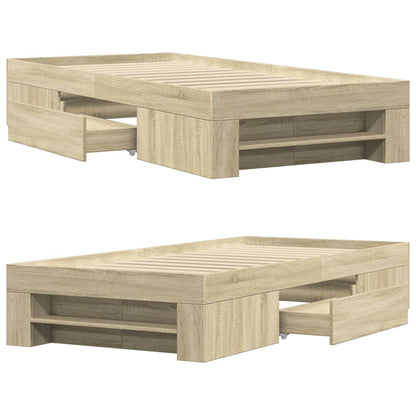 Bed Frame without Mattress Sonoma Oak 75x190 cm Small Single Engineered Wood
