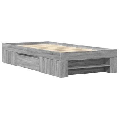Bed Frame without Mattress Grey Sonoma 75x190 cm Small Single Engineered Wood